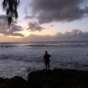 Three Tables Beach - Bandit taking panorama shots - Beaches Near Me - Haleiwa, Hawaii