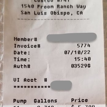 Costco Gasoline - Costco Gas San Luis Obispo - $5.79/gallon (regular) on July 10, 2022 -- this is $1/gallon cheaper than nearby Chevron - Gas Stations Near Me - San Luis Obispo, California