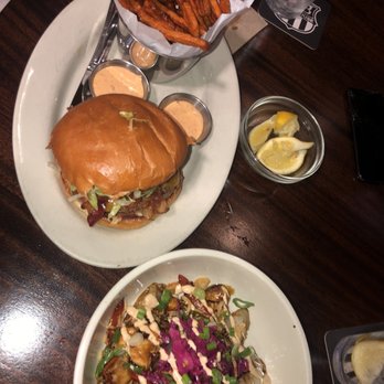Scotty Browns BLI - Dragon bowl and smokehouse burger with yam fries - New American Near Me - Bellingham, Washington Scotty Browns BLI - Dragon bowl and smokehouse burger with yam fries - New American Near Me - Bellingham, Washington