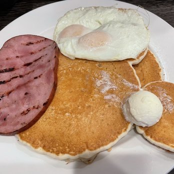Bajis Cafe - 2 Pancakes, 2 Eggs & Bacon, Ham or Links - Breakfast & Brunch Near Me - Mountain View, California