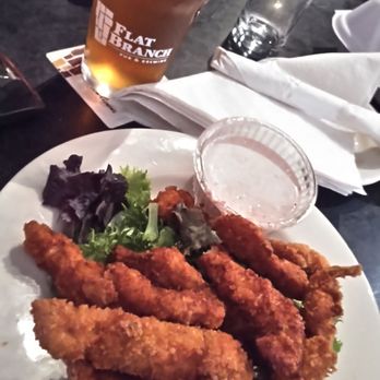 Flat Branch Pub & Brewing - Full order of their chili beer battered chicken fingers. - American Near Me - Columbia, Missouri Flat Branch Pub & Brewing - Full order of their chili beer battered chicken fingers. - American Near Me - Columbia, Missouri