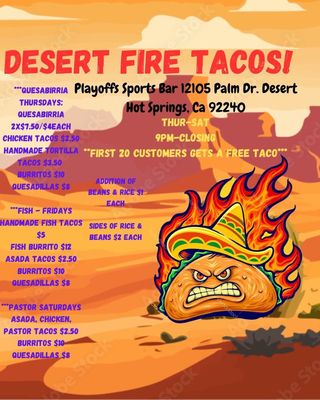 Photo of Playoffs Sports Lounge - Desert Hot Springs, CA, US. Taco nights on the patio