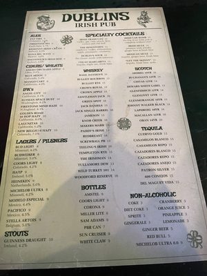 Menu photo 1 Dublin's Irish Whiskey Pub Los Angeles, CA