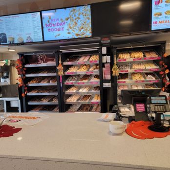 Dunkin' - Donut display behind the counter - Donuts Near Me - Zion, Illinois