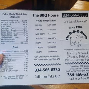 The Bbq House - Menu - Barbeque Near Me - Troy, Alabama