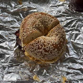 Holey City Bagels - Pastrami egg and cheese on sesame seed bagel - Bagels Near Me - Charleston, South Carolina Holey City Bagels - Pastrami egg and cheese on sesame seed bagel - Bagels Near Me - Charleston, South Carolina