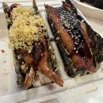Yelp Elite Experience: Musubi Square - Crunchy crumble shrimp and grilled unagi taco musubi - Yelp Events Near Me - Anaheim, California Yelp Elite Experience: Musubi Square - Crunchy crumble shrimp and grilled unagi taco musubi - Yelp Events Near Me - Anaheim, California