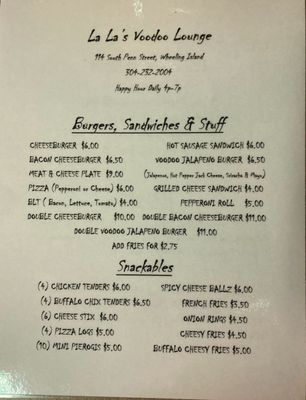 Menu photo 1 LaLa's VooDoo Lounge Wheeling, WV Menu photo 1 LaLa's VooDoo Lounge Wheeling, WV