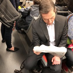 MUNI - K Ingleside - Blocking others to read paper
