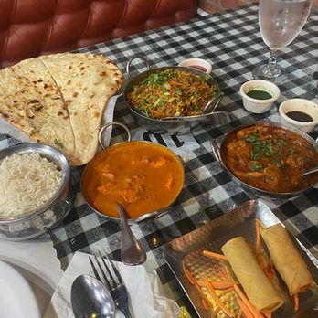Guras spice house - Garlic nan, white and nepali fried rice, chicken tiki masala, spring rolls and another meat choice. - Indian Near Me - Harrisburg, Pennsylvania