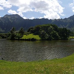 Kahua Kuou Campground - fishing at hoomaluhia
