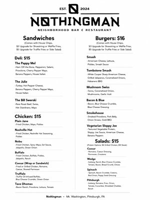 Menu photo 2 Nothingman Pittsburgh, PA Menu photo 2 Nothingman Pittsburgh, PA