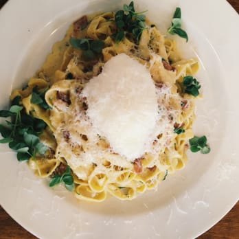 Ask For Luigi - tagliatelle alla carbonara & poached egg - Italian Near Me - Vancouver, British Columbia Ask For Luigi - tagliatelle alla carbonara & poached egg - Italian Near Me - Vancouver, British Columbia