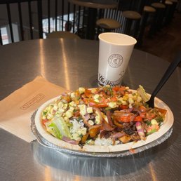 Salad with Chicken, Black Beans, Fajitas, Mild and Medium Salsa, and Roasted Chili-Corn Salsa, Salad with Chicken, Black Beans, Fajitas, Mild and Medium Salsa, and Roasted Chili-Corn Salsa,