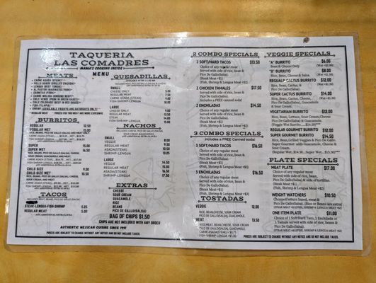 Menu photo 2 Taqueria Las Comadres Oakland, CA Menu photo 2 Taqueria Las Comadres Oakland, CA