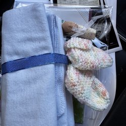 Pregnancy Counseling Center - I was given this gift along with a package for moms full of information. Very helpful. And beautiful gift!