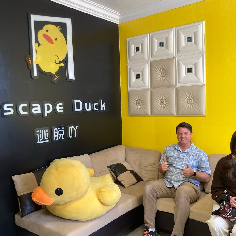 Escape Duck Escape Room - Big duckie and couch - Escape Games Near Me - San Gabriel, California
