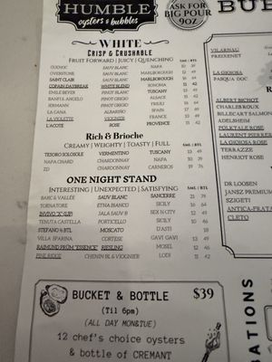 Menu photo 2 Humble Oysters and Bubbles Phoenix, AZ Menu photo 2 Humble Oysters and Bubbles Phoenix, AZ