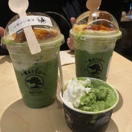 Matcha Banana Pudding Matcha Crème brûlée + matcha Gelato on Matcha Blended