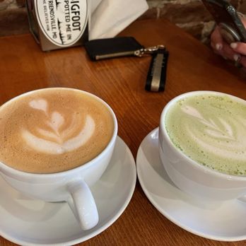 Basecamp Coffee - Caramel latte and matcha latte - Coffee Roasteries Near Me - Cumberland, Maryland