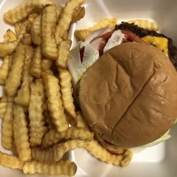 Cassie's Cafe - Cheeseburger and fries to go.