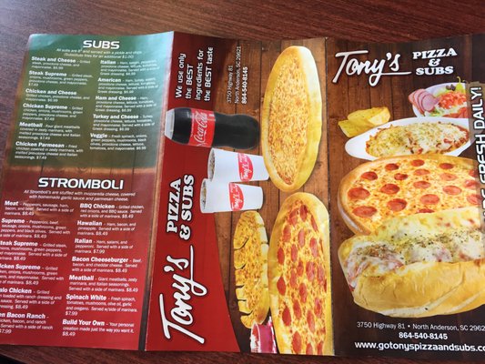 Menu photo 3 Tony's Pizza & Subs Anderson, SC Menu photo 3 Tony's Pizza & Subs Anderson, SC