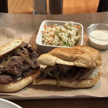 BJ's Restaurant & Brewhouse - Slow-Roasted Beef Dipper Sandwich (didn't come with the au jus, had to ask for it) - New American Near Me - Vacaville, California BJ's Restaurant & Brewhouse - Slow-Roasted Beef Dipper Sandwich (didn't come with the au jus, had to ask for it) - New American Near Me - Vacaville, California