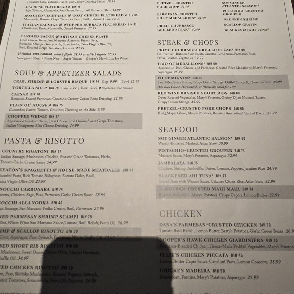 Cooper’s Hawk Winery & Restaurant - Menu - Seafood Near Me - Alpharetta, Georgia