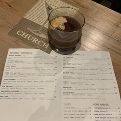Church Spirits and Cocktails - The Harvest cocktail and menu