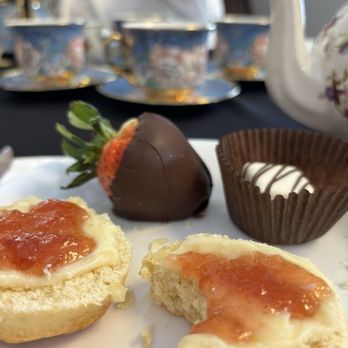 Quirky Royal Tea Room - Scones, chocolate covered strawberry, and a petit four - Tea Rooms Near Me - Gilbert, Arizona Quirky Royal Tea Room - Scones, chocolate covered strawberry, and a petit four - Tea Rooms Near Me - Gilbert, Arizona