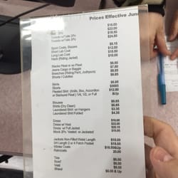 Dan's Cleaners - Price list