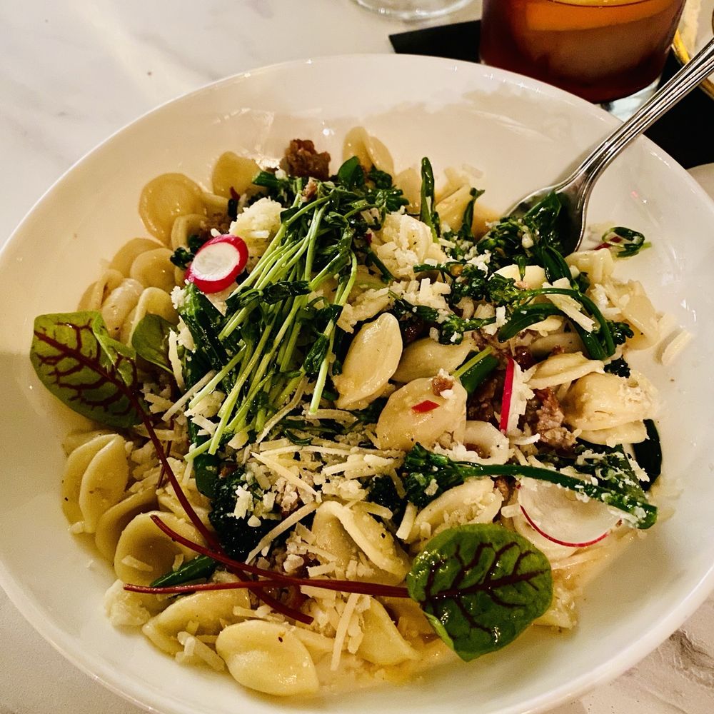 The West End - Pasta with Ground Italian Sausage & Broccolini - New American Near Me - Hyannis, Massachusetts The West End - Pasta with Ground Italian Sausage & Broccolini - New American Near Me - Hyannis, Massachusetts