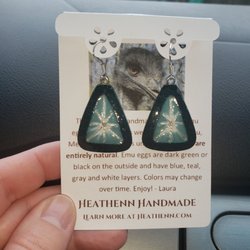The Artisan Market at 305 - Earrings made from Emu eggs. Lightweight and quite pretty.