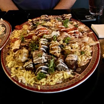 Pharaohs Legacy - Lamb, steak & chicken platter. - Mediterranean Near Me - Fayetteville, North Carolina Pharaohs Legacy - Lamb, steak & chicken platter. - Mediterranean Near Me - Fayetteville, North Carolina