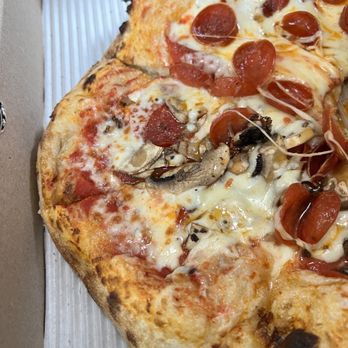 Gulino's Pizza & Sons - Half pepperoni and half pepperoni & mushrooms - Pizza Near Me - Bay City, Michigan