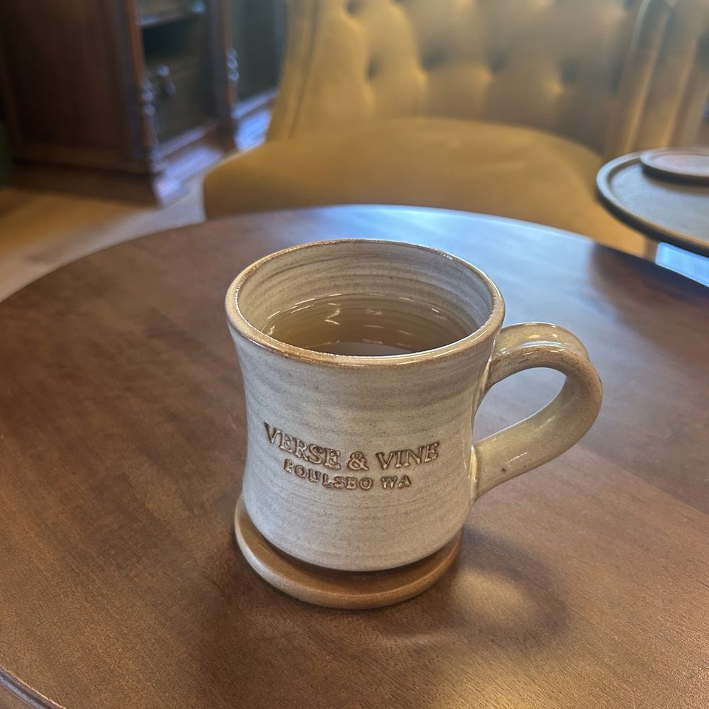 Turie's Espresso - Wild Ginger Tea in a Verse and Vine mug - Coffee & Tea Near Me - Seabeck, Washington Turie's Espresso - Wild Ginger Tea in a Verse and Vine mug - Coffee & Tea Near Me - Seabeck, Washington