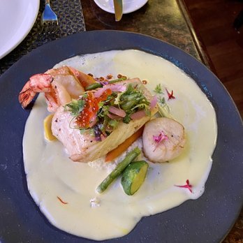 Bimini Steakhouse - Tonight special halibut jumbo shrimp scallops and they accommodated my wife with cauliflower risotto! So delicious - Steakhouses Near Me - Reno, Nevada