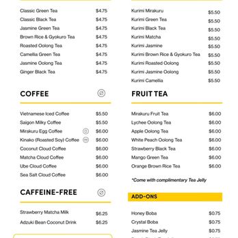 Mirakuru - Grand opening menu - Coffee & Tea Near Me - Garden Grove, California Mirakuru - Grand opening menu - Coffee & Tea Near Me - Garden Grove, California