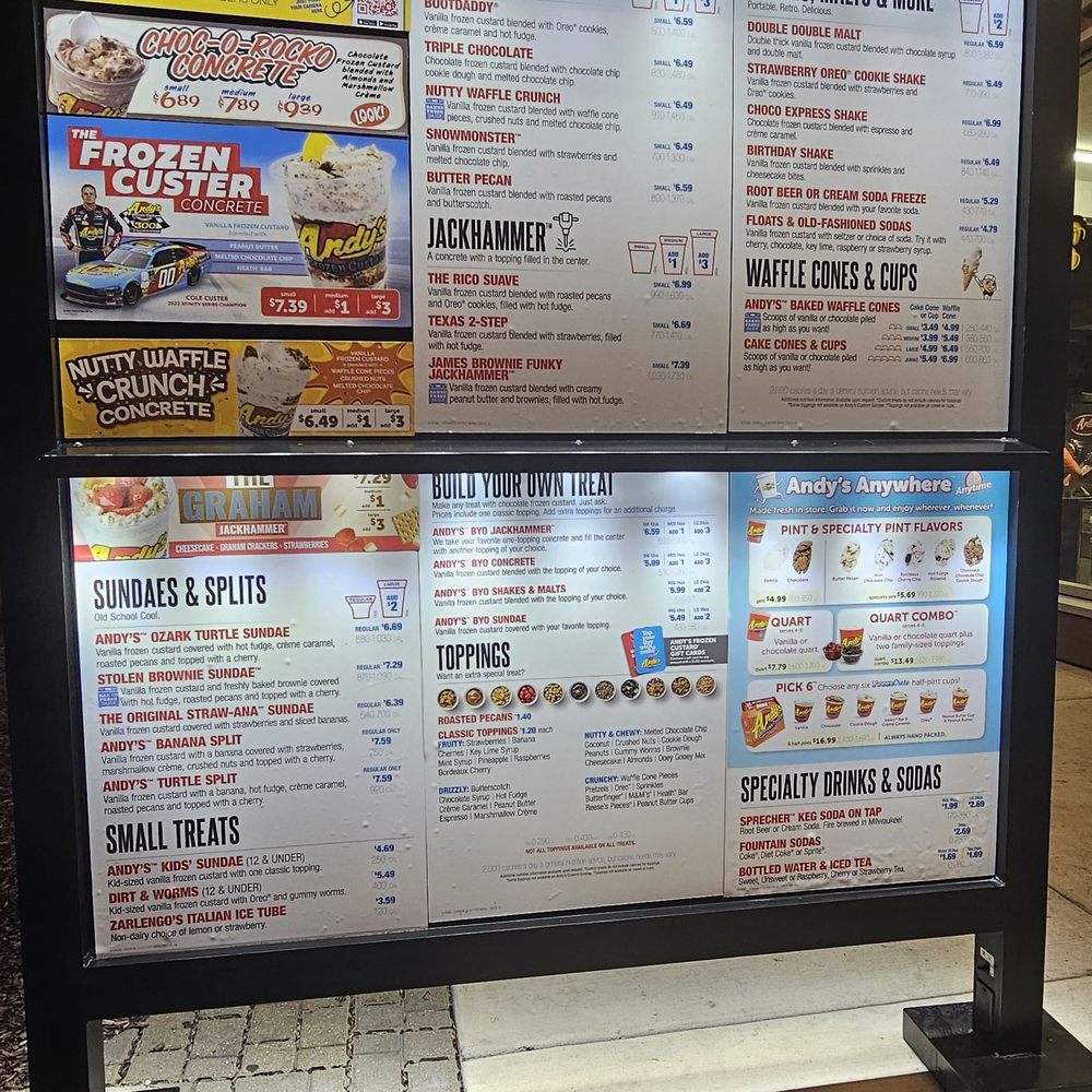 Andy's Frozen Custard - Menu - Ice Cream & Frozen Yogurt Near Me - Mt Prospect, Illinois