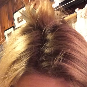 Twisted Scissors - One section of my burnt off hair. Does not show the missing hair by my ears, neck, and forehead. Worst hair experience of my life. - Blow Dry/Out Services Near Me - Chicago, Illinois