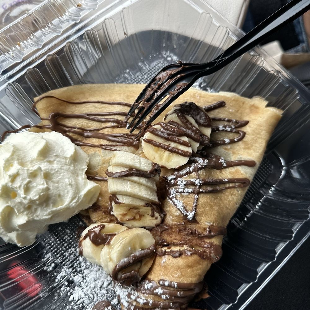 Crepes & Espressos - Banana crepe with whip cream and powdered sugar - Desserts Near Me - Rialto, California
