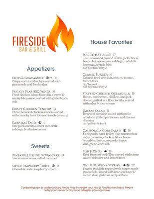 Menu photo 1 Fireside Bar & Grill San Diego, CA Menu photo 1 Fireside Bar & Grill San Diego, CA