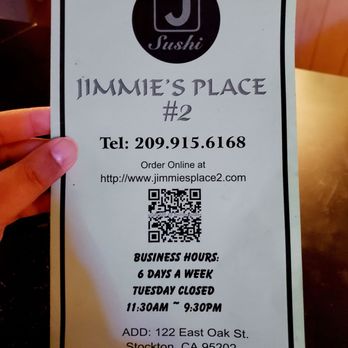 Jimmies place sushi 2 - Front of menu. ONLINE ORDER DOES NOT WORK. CASH ONLY - Sushi Bars Near Me - Stockton, California