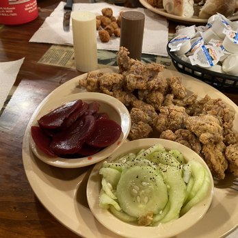 Lambert's Cafe - Ozark - Fried chicken gizzards (delicious & tender) pickled beets & cucumbers & onions. - American Near Me - Ozark, Missouri