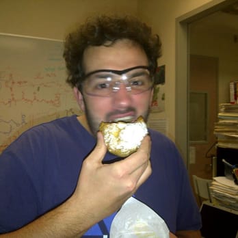 Beard Papa's - My coworker eating his first Cream Puff... - Desserts Near Me - Los Angeles, California