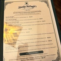 Spunky McDoogle's - Menú