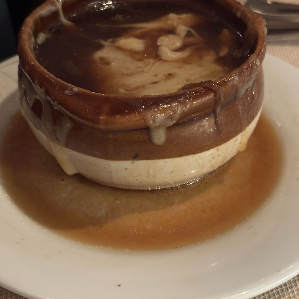 Dutch's Daughter - Hubby's appetizer was French Onion soup. I'm not into onions, but I tasted the broth, the bread and the cheese and it was very good. - Seafood Near Me - Frederick, Maryland Dutch's Daughter - Hubby's appetizer was French Onion soup. I'm not into onions, but I tasted the broth, the bread and the cheese and it was very good. - Seafood Near Me - Frederick, Maryland