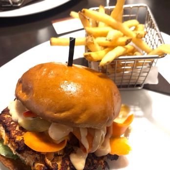 110 Grill - Salmon burger. Yum! - New American Near Me - Worcester, Massachusetts 110 Grill - Salmon burger. Yum! - New American Near Me - Worcester, Massachusetts