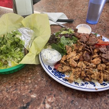 Wally's Cafe - Beef and lamb gyro and the chicken and beef shawarma combo plate - Middle Eastern Near Me - Emeryville, California Wally's Cafe - Beef and lamb gyro and the chicken and beef shawarma combo plate - Middle Eastern Near Me - Emeryville, California
