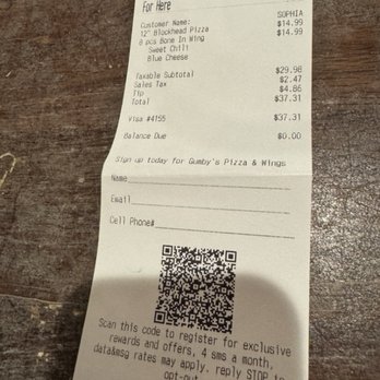 Gumby's Pizza - Receipt - Pizza Near Me - San Marcos, Texas Gumby's Pizza - Receipt - Pizza Near Me - San Marcos, Texas